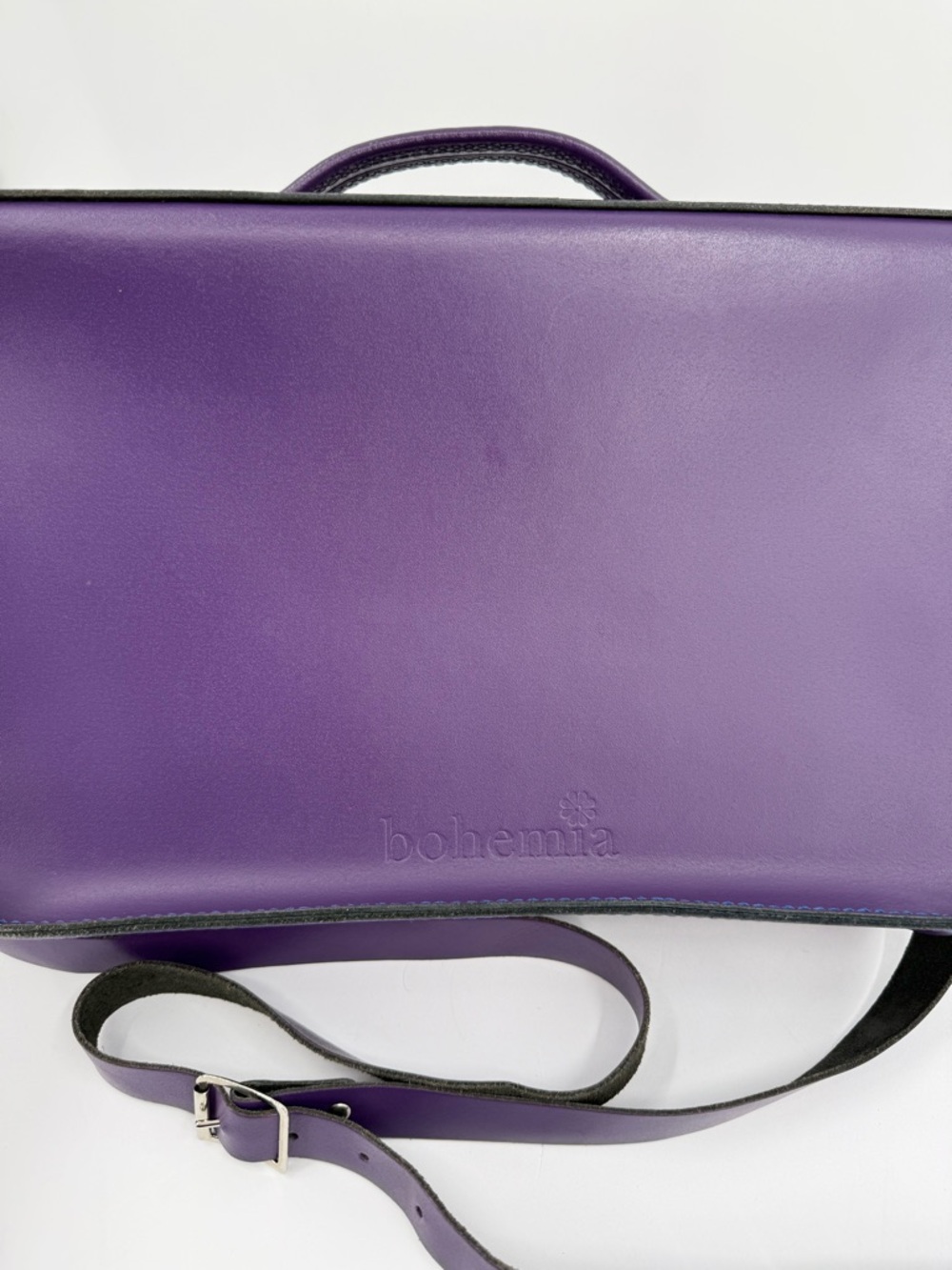 Bohemia Leather Satchel Bag in Purple 14”x10”x4” - Picture 6 of 13